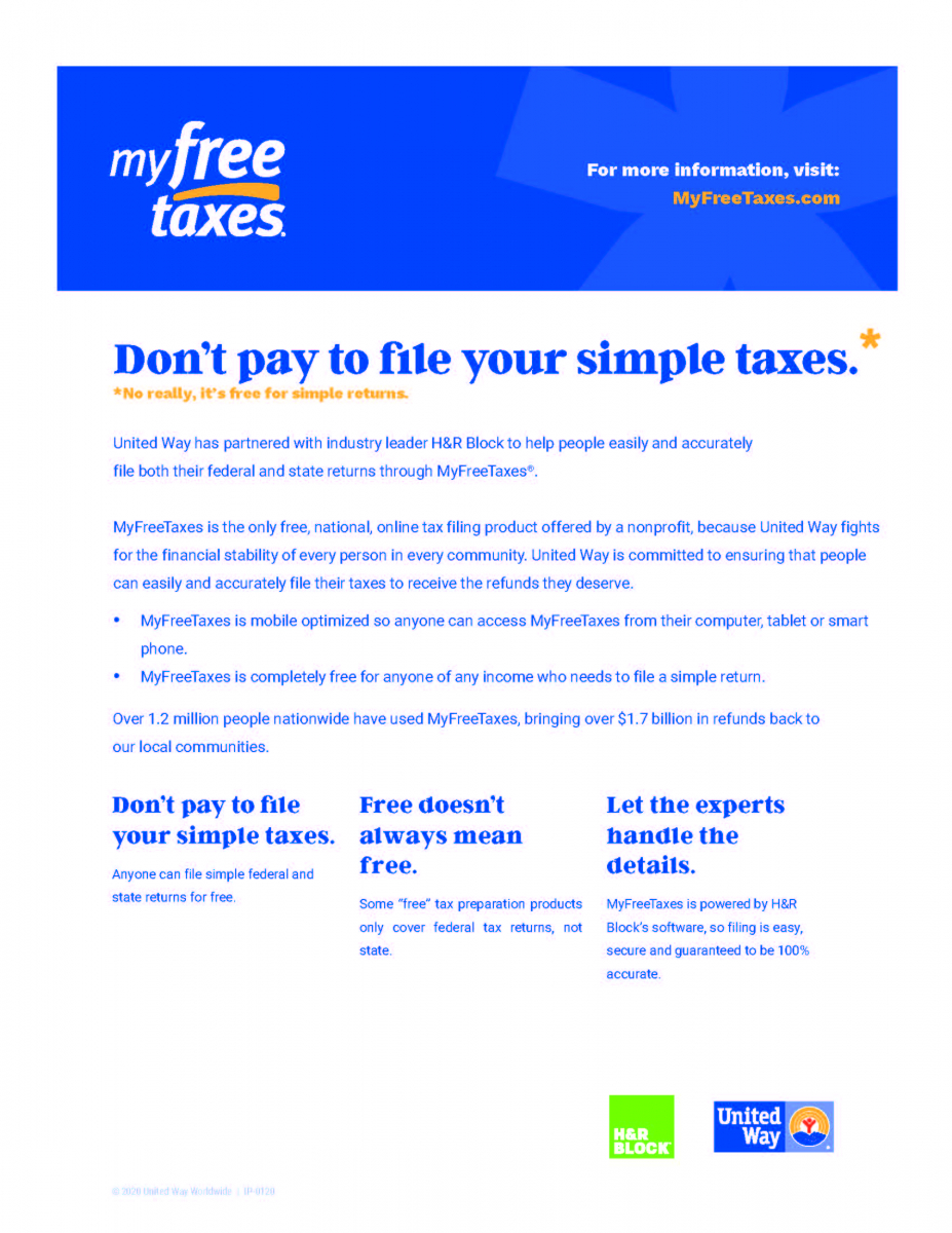 One page flyer about My Free Taxes