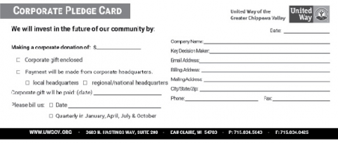 Corporate Pledge Card-Printable